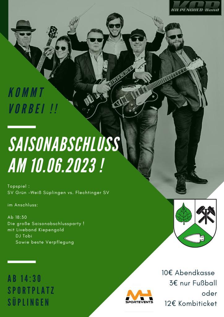 Saisonabschluss am 10.06.2023, SV Grün-Weiß Süplingen Kiepengold-Band Abschlussparte 2023 Grün Weiß Süplingen