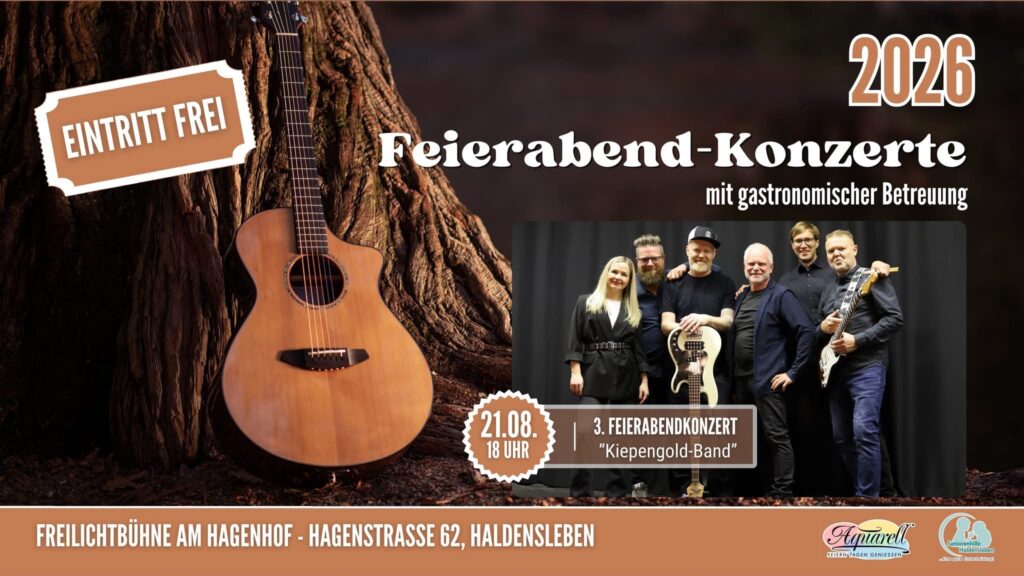 Kiepengold-Band auf der Freilichtbühne im Hagenhof in Haldensleben, Freitag 21.08.2026 Kiepengold-Band Hagenhof 2026